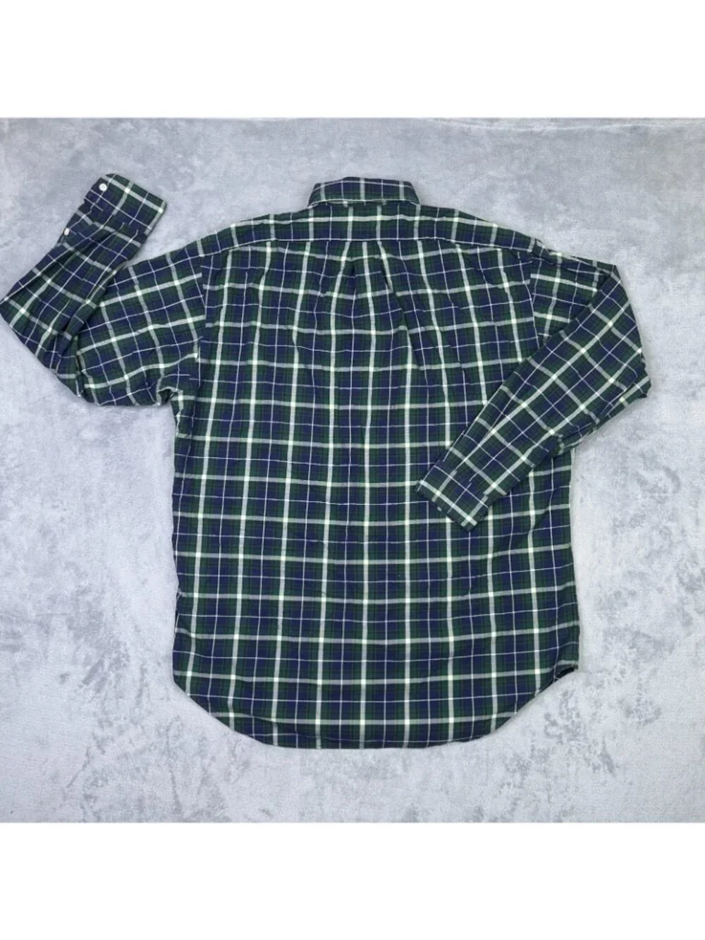 Ralph Lauren Blake Shirt Mens M Plaid Button Up Navy Green Preppy Oxford Casual
